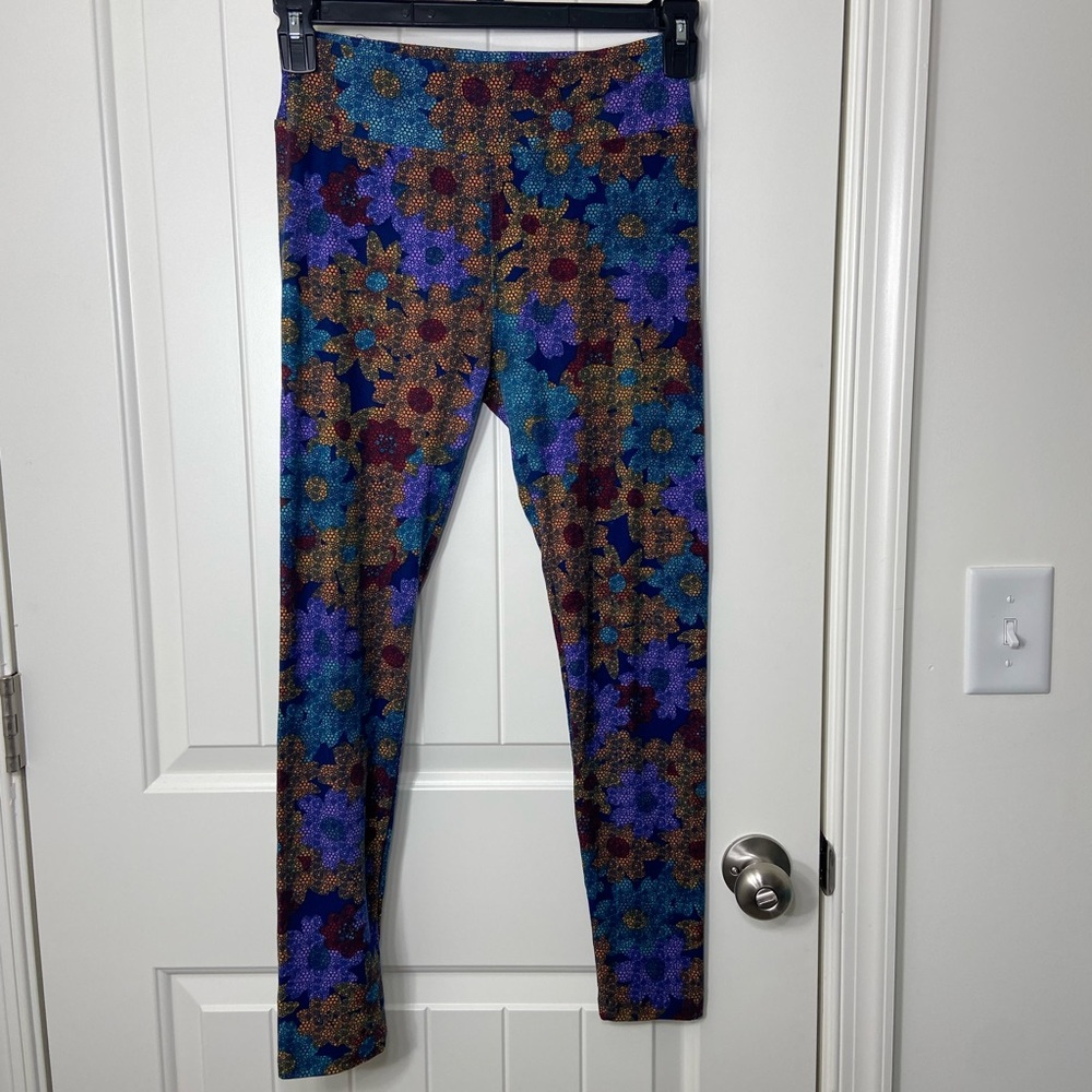 EUC Lularoe women’s multicolor floral print tummy control stretch soft leggings
